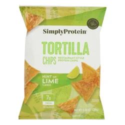 SimplyProtein Restaurant-Style Hint of Lime Flavored Tortilla Protein Chips 4.58 oz