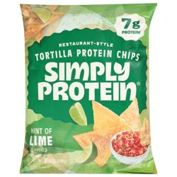 SimplyProtein Restaurant-Style Hint of Lime Flavored Tortilla Protein Chips 4.58 oz