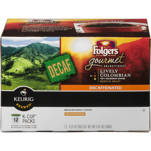 slide 2 of 9, Folgers Gourmet Selections Lively Colombian Decaf Pods, 12 ct