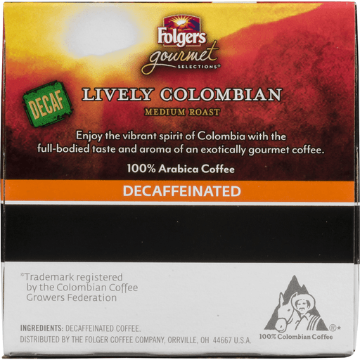 slide 6 of 9, Folgers Gourmet Selections Lively Colombian Decaf Pods, 12 ct
