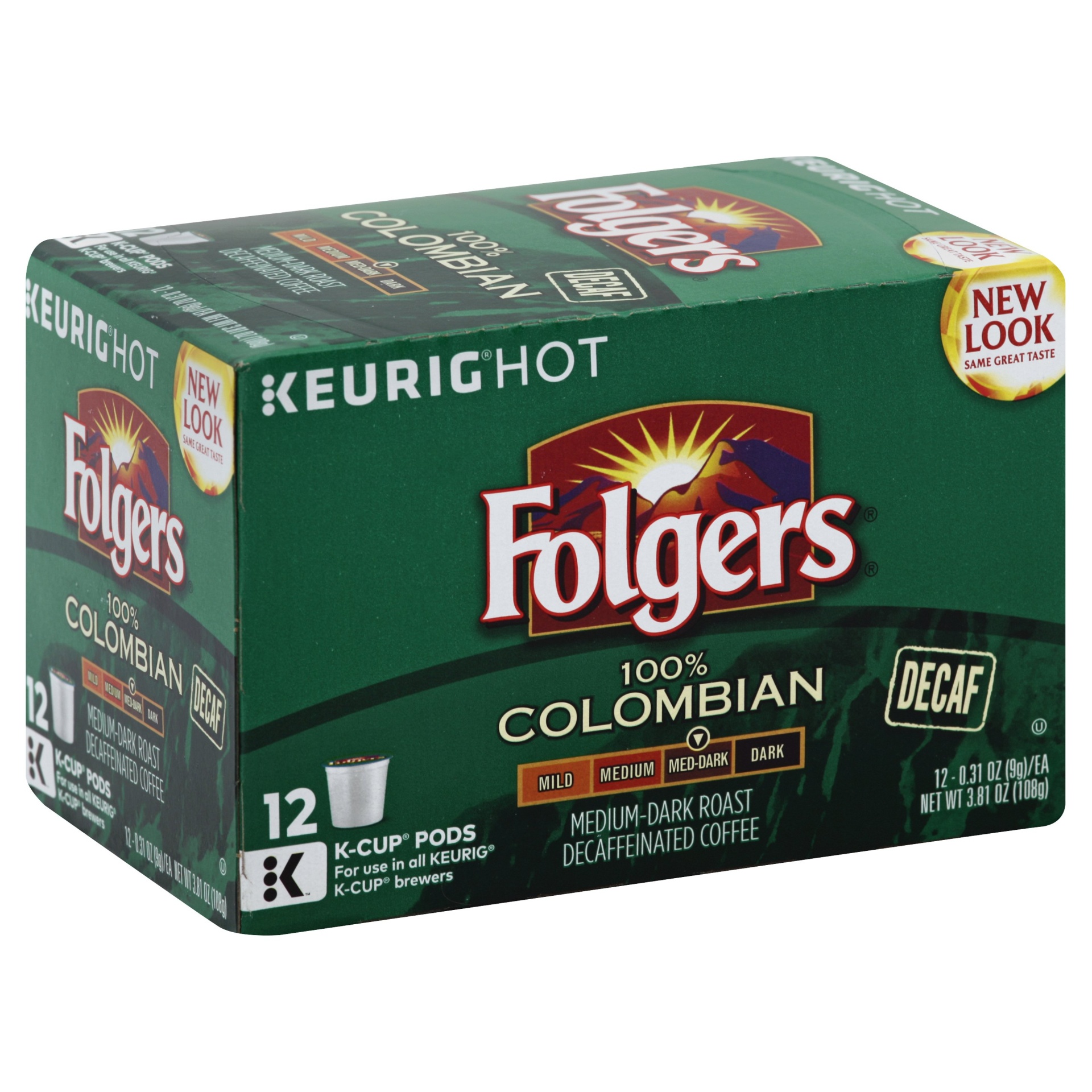 slide 1 of 9, Folgers Gourmet Selections Lively Colombian Decaf Pods, 12 ct