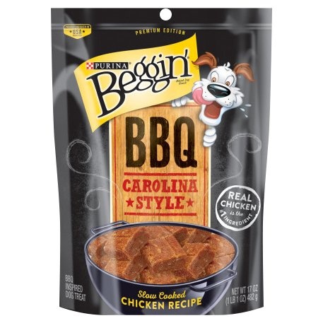 slide 1 of 1, Beggin BBQ Carolina Style Chicken Dog Treats Pouch, 17 oz