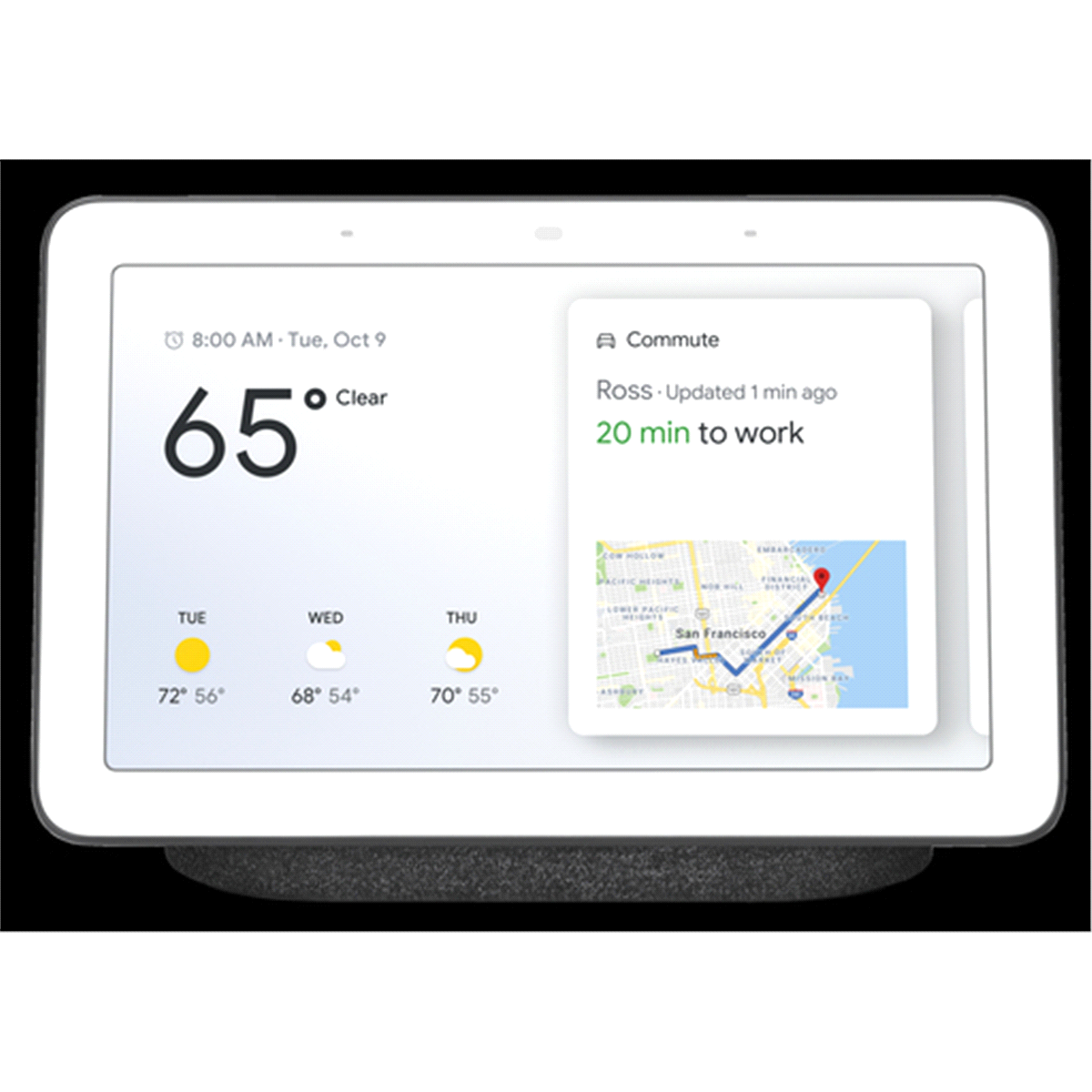 slide 1 of 5, Google Home Hub Estelle - Black, 7.02 in x 4.65 in