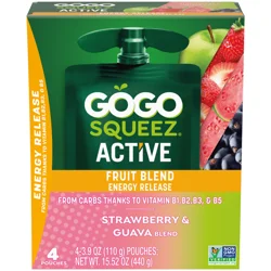 GoGo squeeZ Active, Strawberry Guava, 4 ct