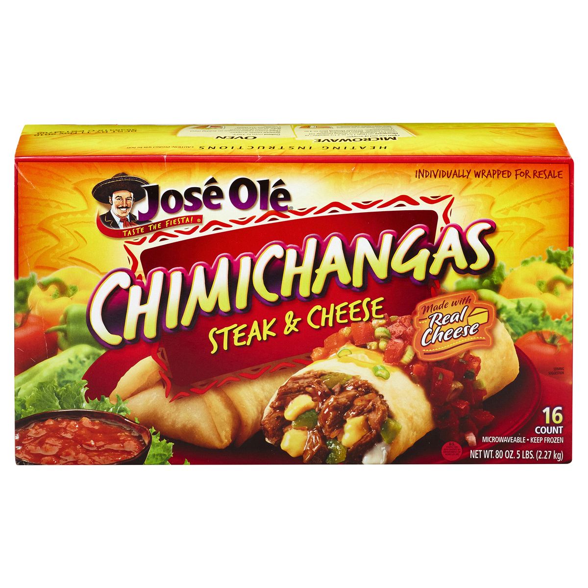 slide 1 of 8, José Olé Steak & Cheese Chimichangas, 16 ct