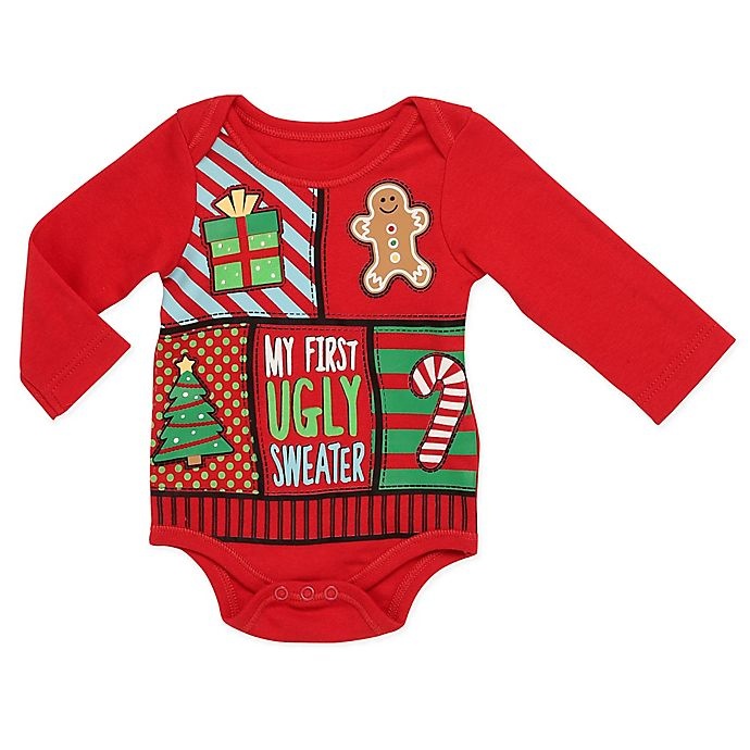 slide 1 of 1, Baby Starters Newborn First Ugly Sweater Bodysuit - Red, 1 ct