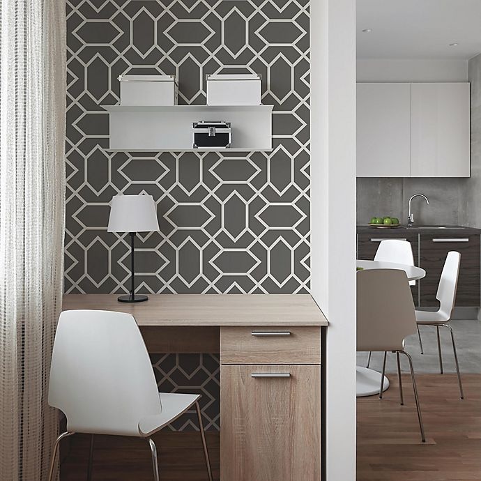 slide 2 of 3, RoomMates Modern Geometric Peel & Stick Wallpaper - Dark Grey, 1 ct