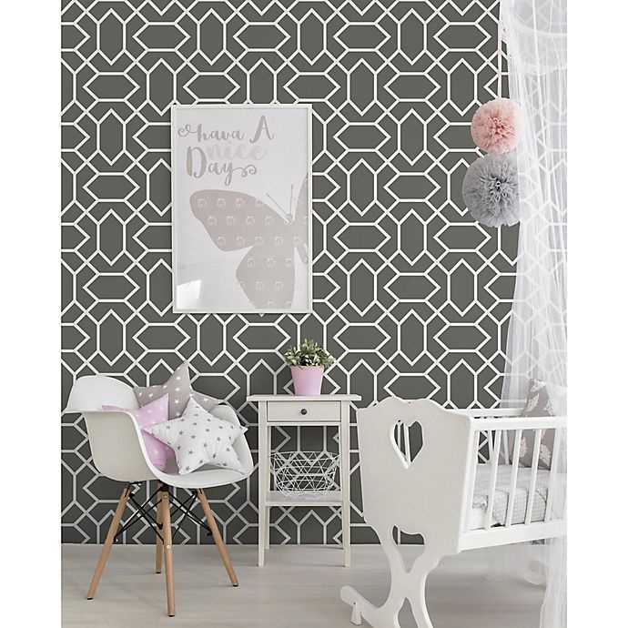 slide 3 of 3, RoomMates Modern Geometric Peel & Stick Wallpaper - Dark Grey, 1 ct