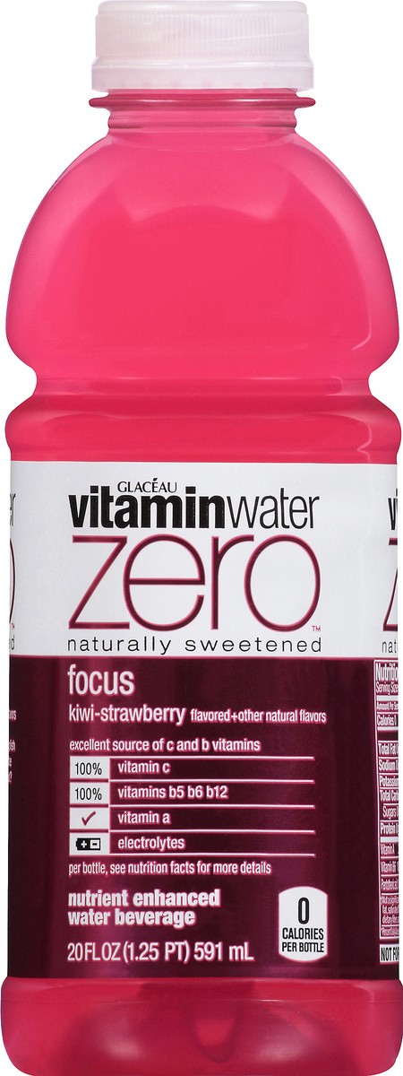 slide 1 of 11, vitaminwater Zero Nutrient Enhanced Focus Kiwi-Strawberry Water Beverage - 20 oz, 20 oz