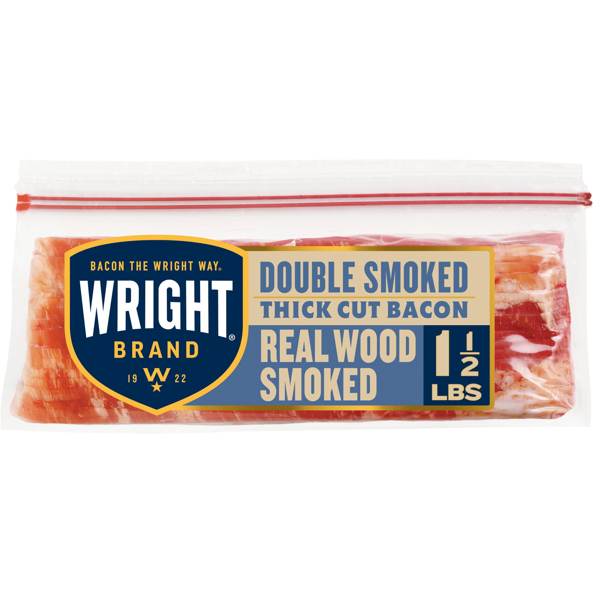 slide 1 of 13, Wright Brand Double Smoked Thick Cut Bacon, 24 oz Stack Pack, 680.39 g