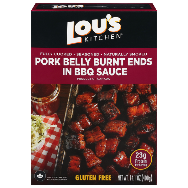 slide 1 of 1, Lou's Kitchen Gluten Free Pork Belly Burnt Ends in BBQ Sauce Refrigerated, 14.1 oz