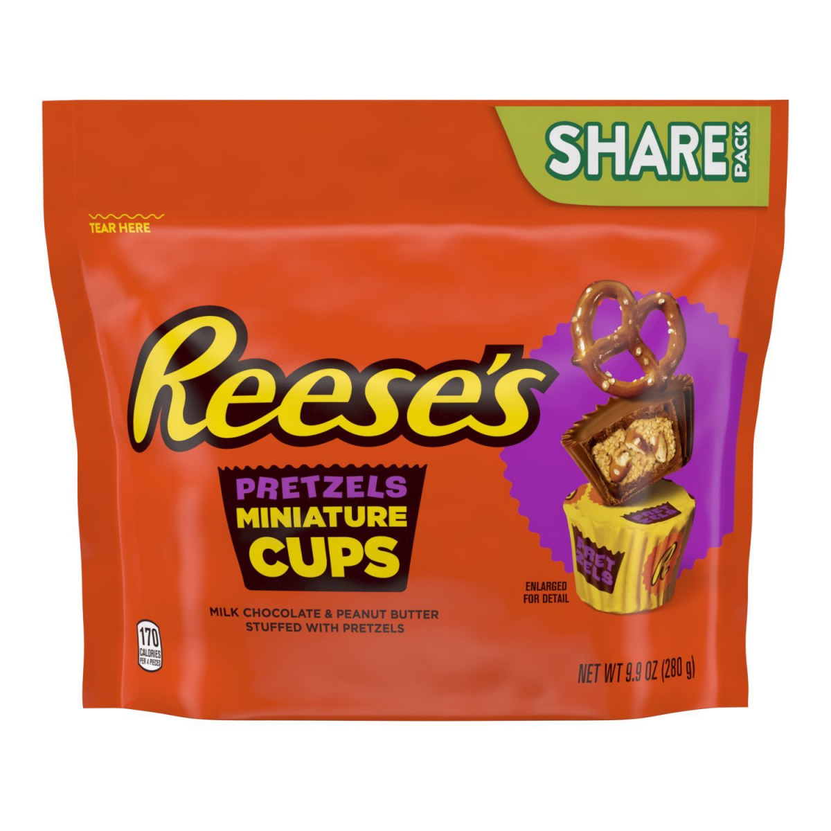 slide 1 of 8, REESE'S Miniatures with Pretzels Milk Chocolate Peanut Butter Cups, Candy Share Pack, 9.9 oz, 9.9 oz