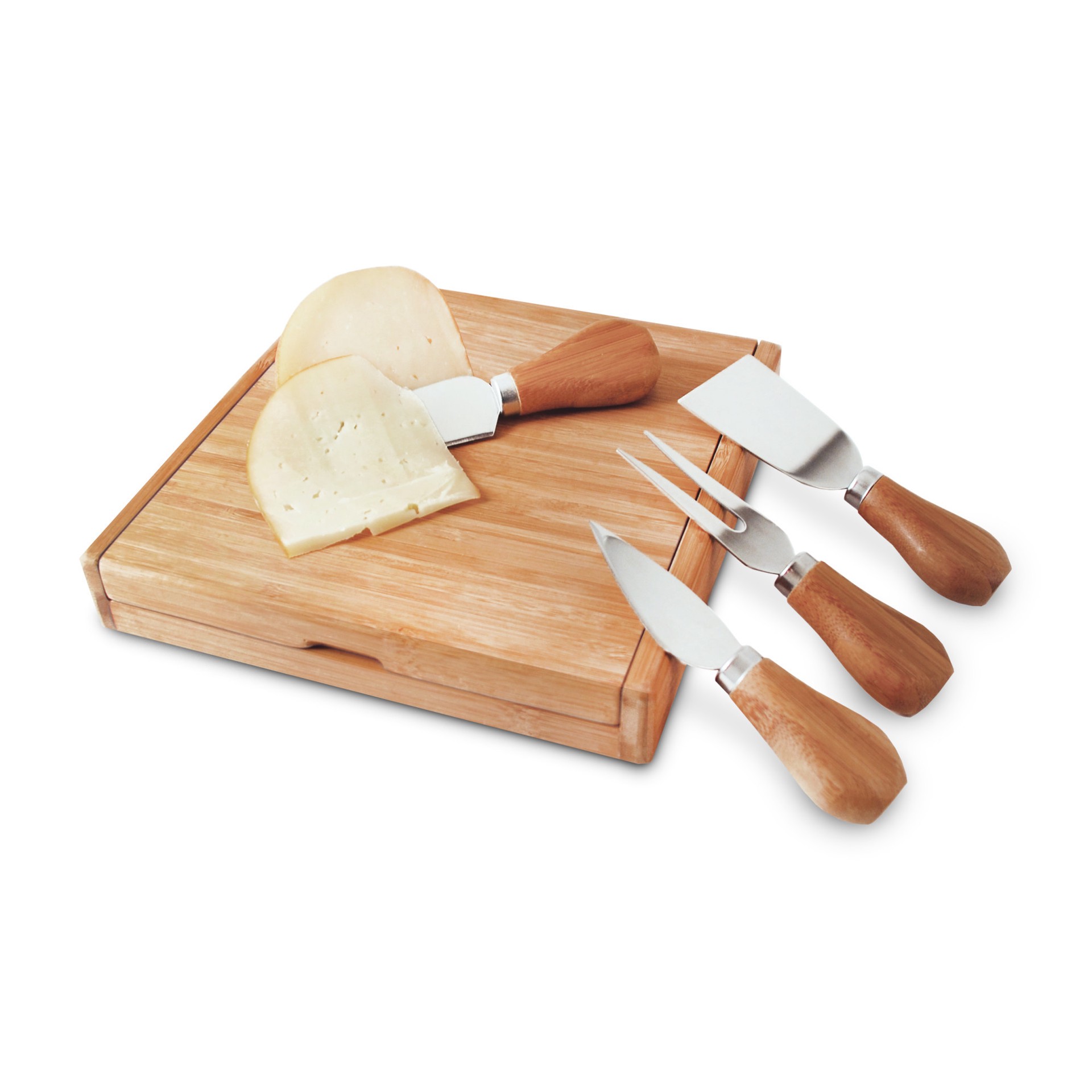 slide 2 of 5, True Formaggio Bamboo Cheese Board and Tool Set - Includes 4 Knives with 1 Serving Board Case, Appetizer Serveware, 5 ct
