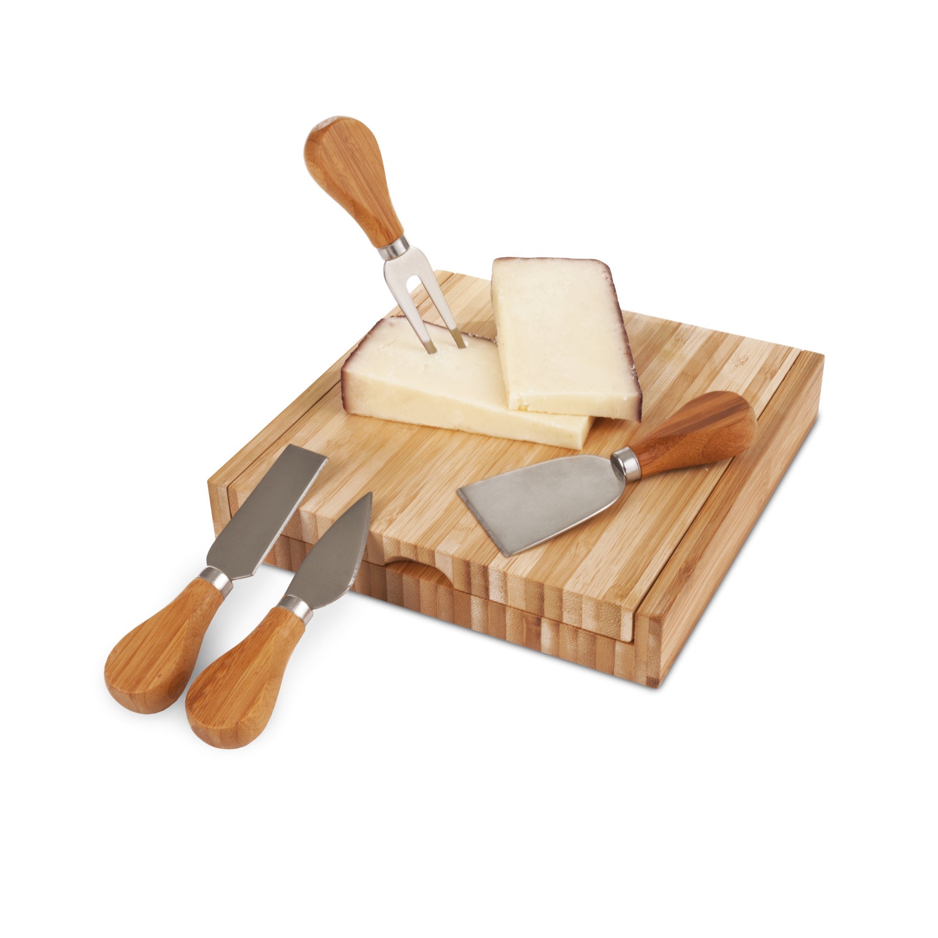 slide 3 of 5, True Formaggio Bamboo Cheese Board and Tool Set - Includes 4 Knives with 1 Serving Board Case, Appetizer Serveware, 5 ct