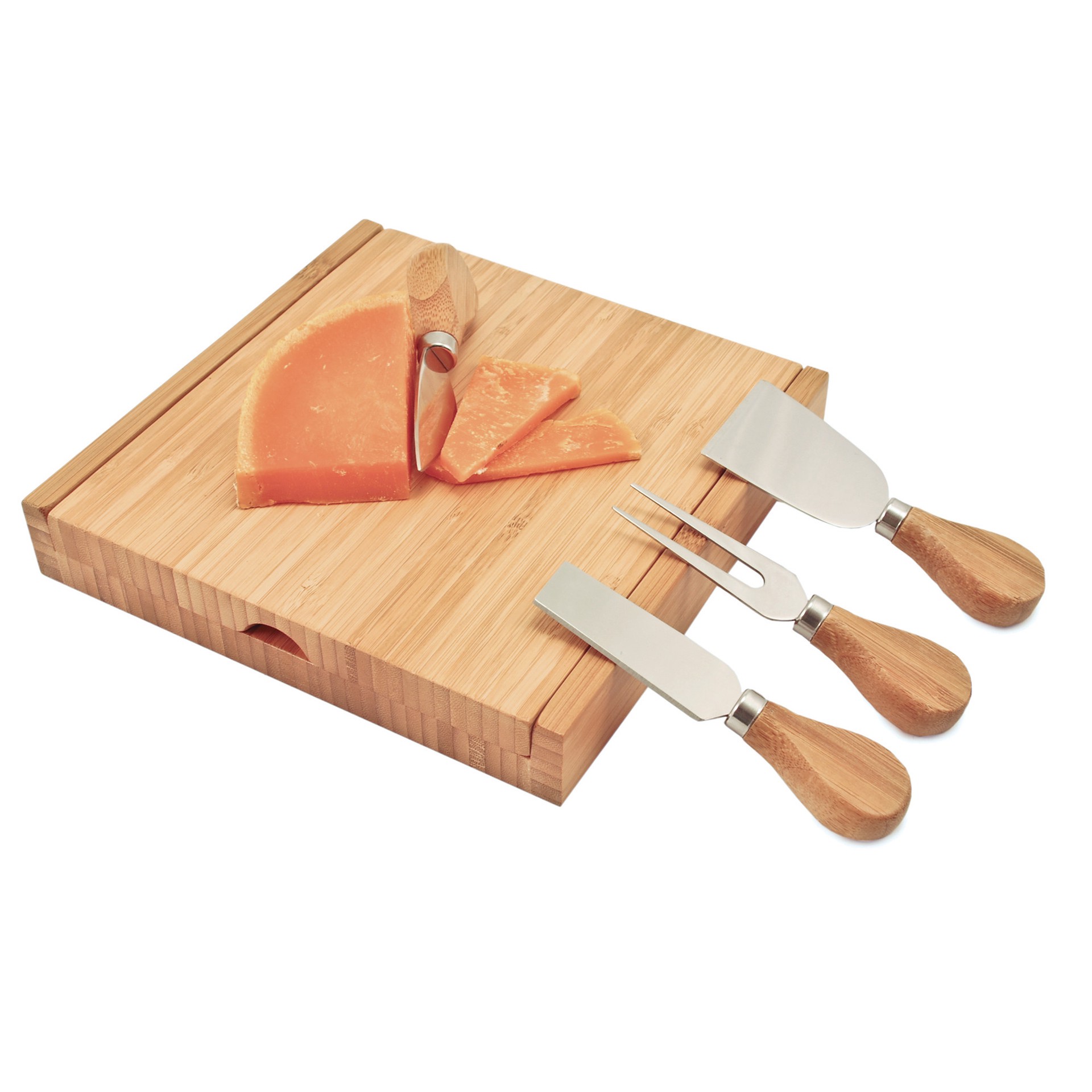 slide 5 of 5, True Formaggio Bamboo Cheese Board and Tool Set - Includes 4 Knives with 1 Serving Board Case, Appetizer Serveware, 5 ct