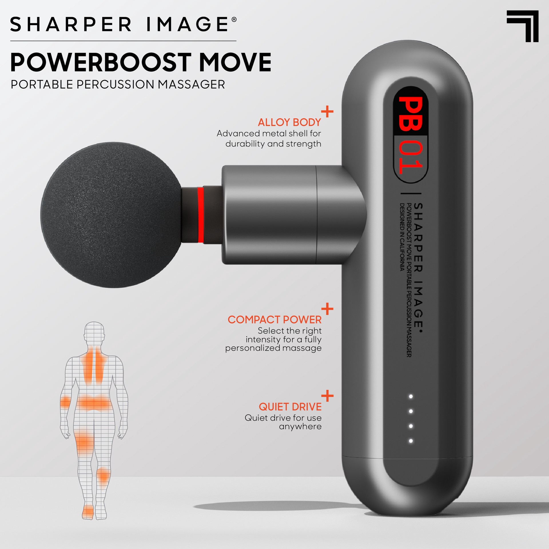 slide 7 of 10, Sharper Image Powerboost Move Portable Percussion Massager, 1 ct