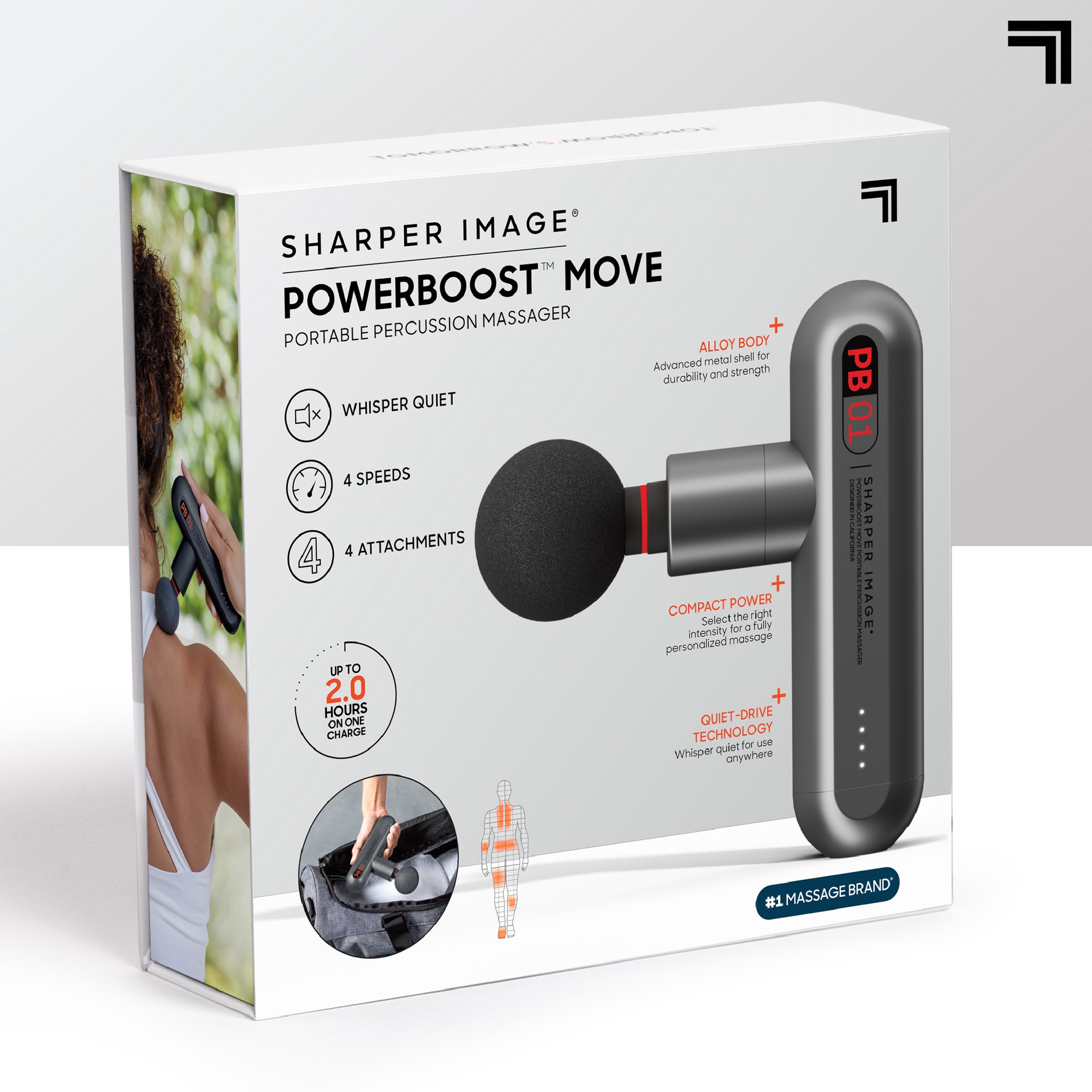 slide 5 of 10, Sharper Image Powerboost Move Portable Percussion Massager, 1 ct