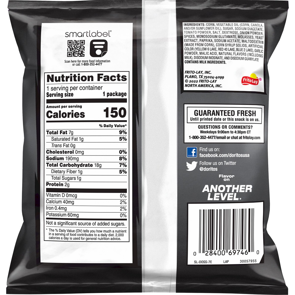 slide 3 of 4, Doritos Tortilla Chips, Sweet & Tangy BBQ Flavored, 1 ct