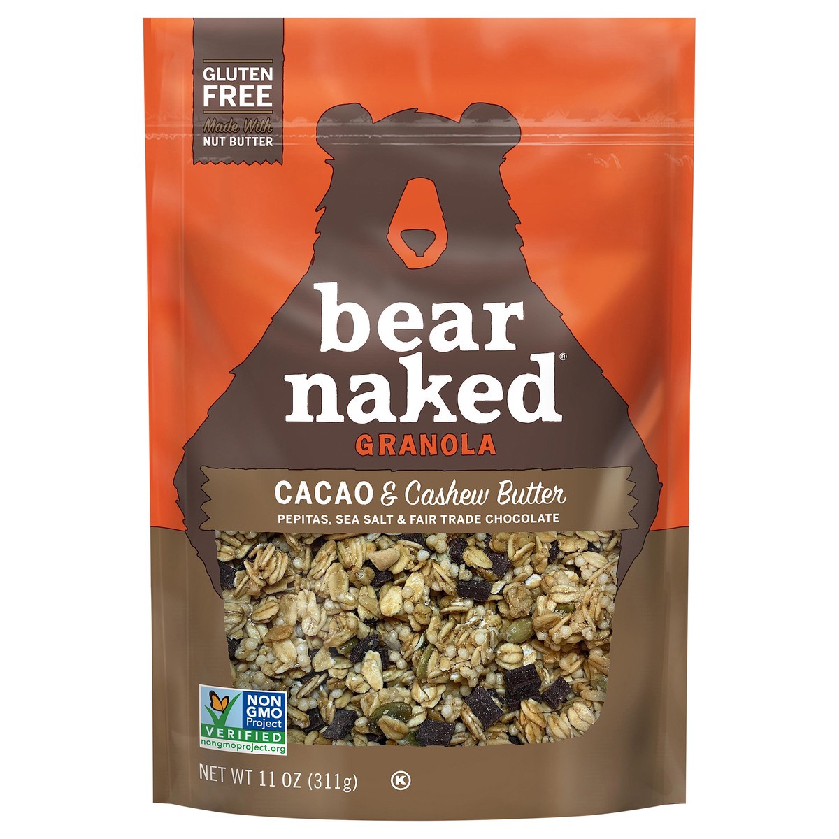 slide 1 of 3, Bear Naked Cacao and Cashew Butter Crunch Granola Cereal, 11 oz