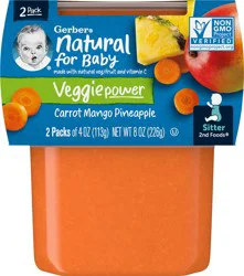 Gerber Stage 2 Baby Food, Carrot Mango Pineapple Puree Tubs, Baby Puree