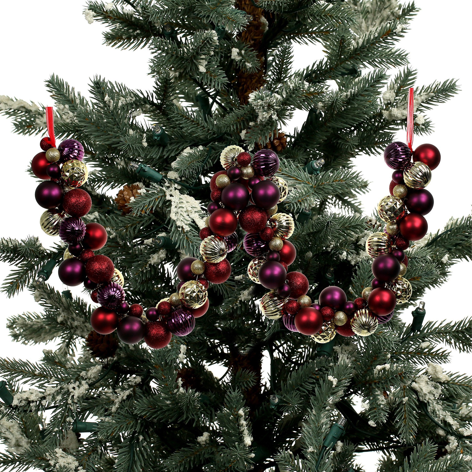 slide 2 of 2, 6ft. Red, Gold & Purple Ball Ornament Garland By Ashland, 6 ft