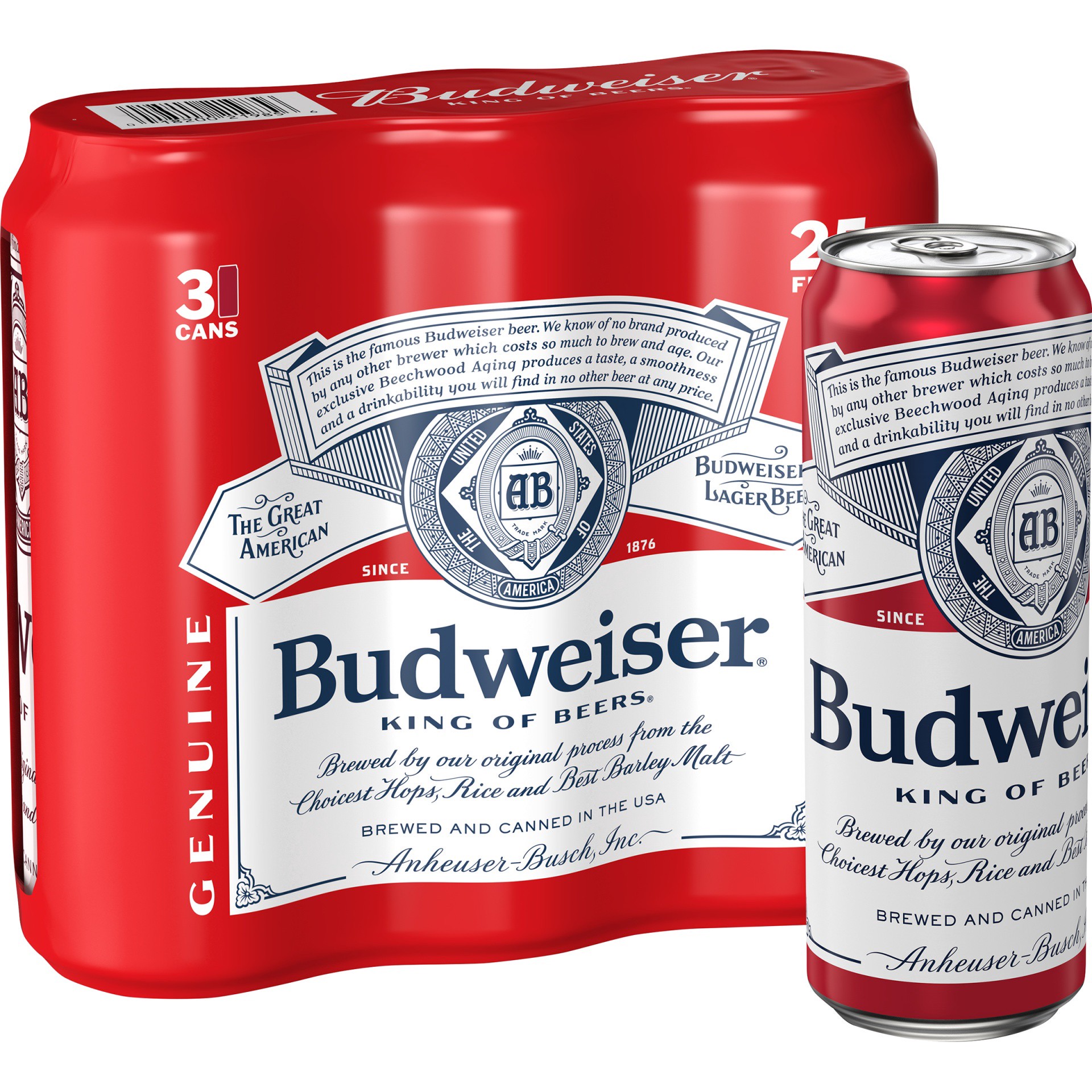 slide 1 of 3, Budweiser, 3 ct; 25 oz