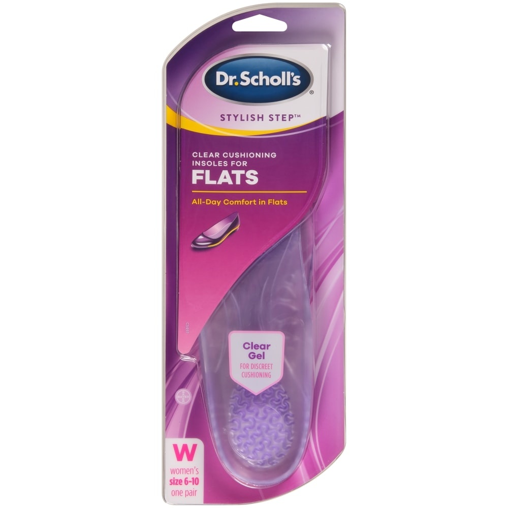 slide 1 of 2, Dr. Scholl's Womens Stylish Step Clear Cushioning Insoles For Flats Size 610, Size 6-10