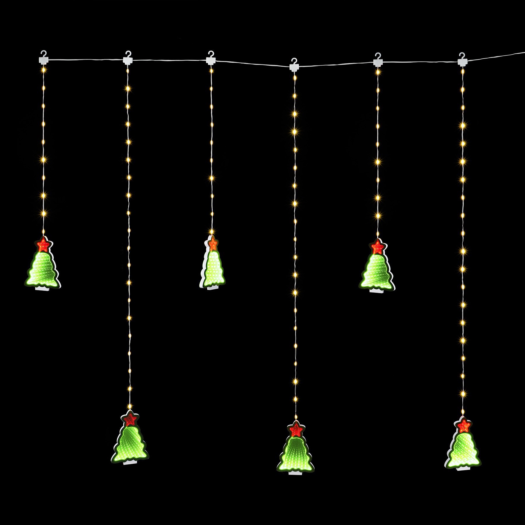 slide 2 of 2, 6ct. Green Led Christmas Tree Curtain Lights With 90 Led String Lights By Ashland, 6 ct