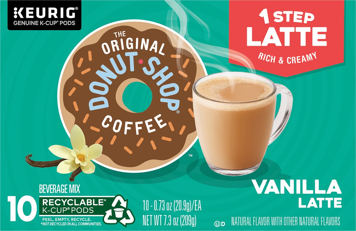 slide 7 of 7, The Original Donut Shop Vanilla Latte, Single Serve Coffee K-Cup Pod, Flavored Coffee- 10 ct; 7.3 oz, 10 ct; 7.3 oz