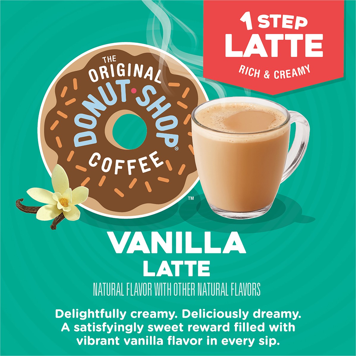 The Original Donut Shop Vanilla Latte Single Serve Coffee K Cup Pod Flavored Coffee 10 Count