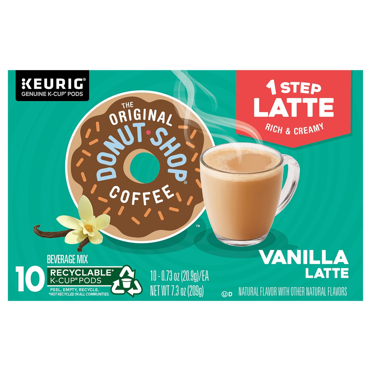 slide 1 of 7, The Original Donut Shop Vanilla Latte, Single Serve Coffee K-Cup Pod, Flavored Coffee- 10 ct; 7.3 oz, 10 ct; 7.3 oz