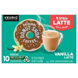 The Original Donut Shop Vanilla Latte, Single Serve Coffee K-Cup Pod, Flavored Coffee- 10 ct; 7.3 oz