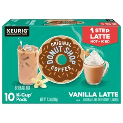 The Original Donut Shop Vanilla Latte, Single Serve Coffee K-Cup Pod, Flavored Coffee- 10 ct; 7.3 oz