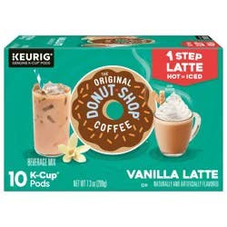 The Original Donut Shop Vanilla Latte, Single Serve Coffee K-Cup Pod, Flavored Coffee- 10 ct; 7.3 oz