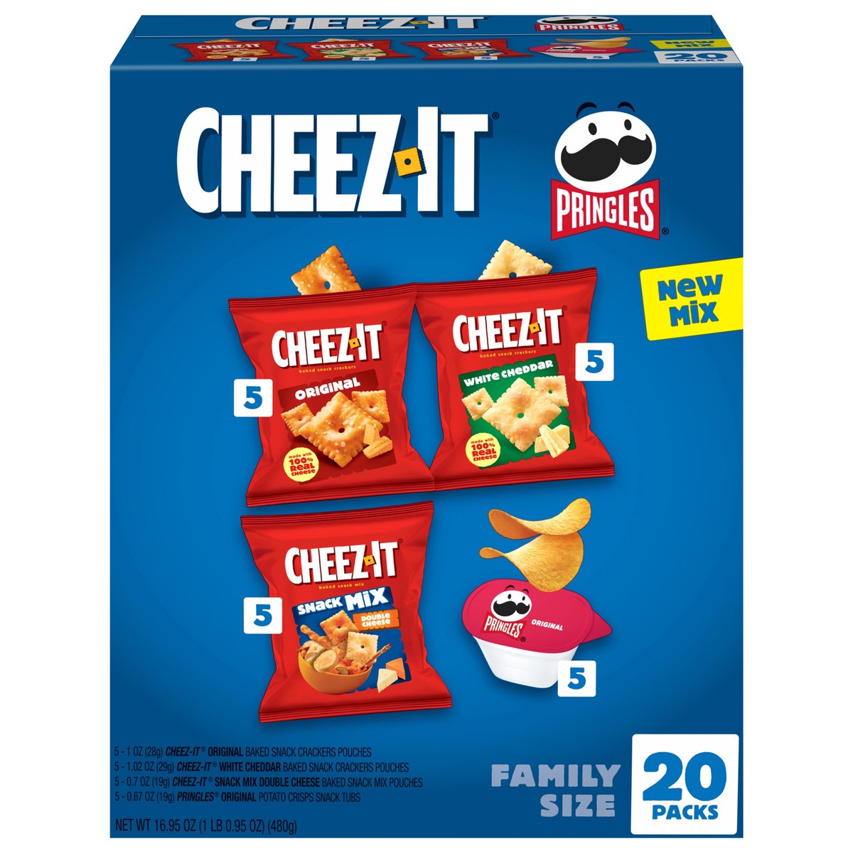 slide 1 of 15, Cheez-It, Pringles, Lunch Snacks, Variety Pack, 16.95oz Box (20 Packs), 20 ct