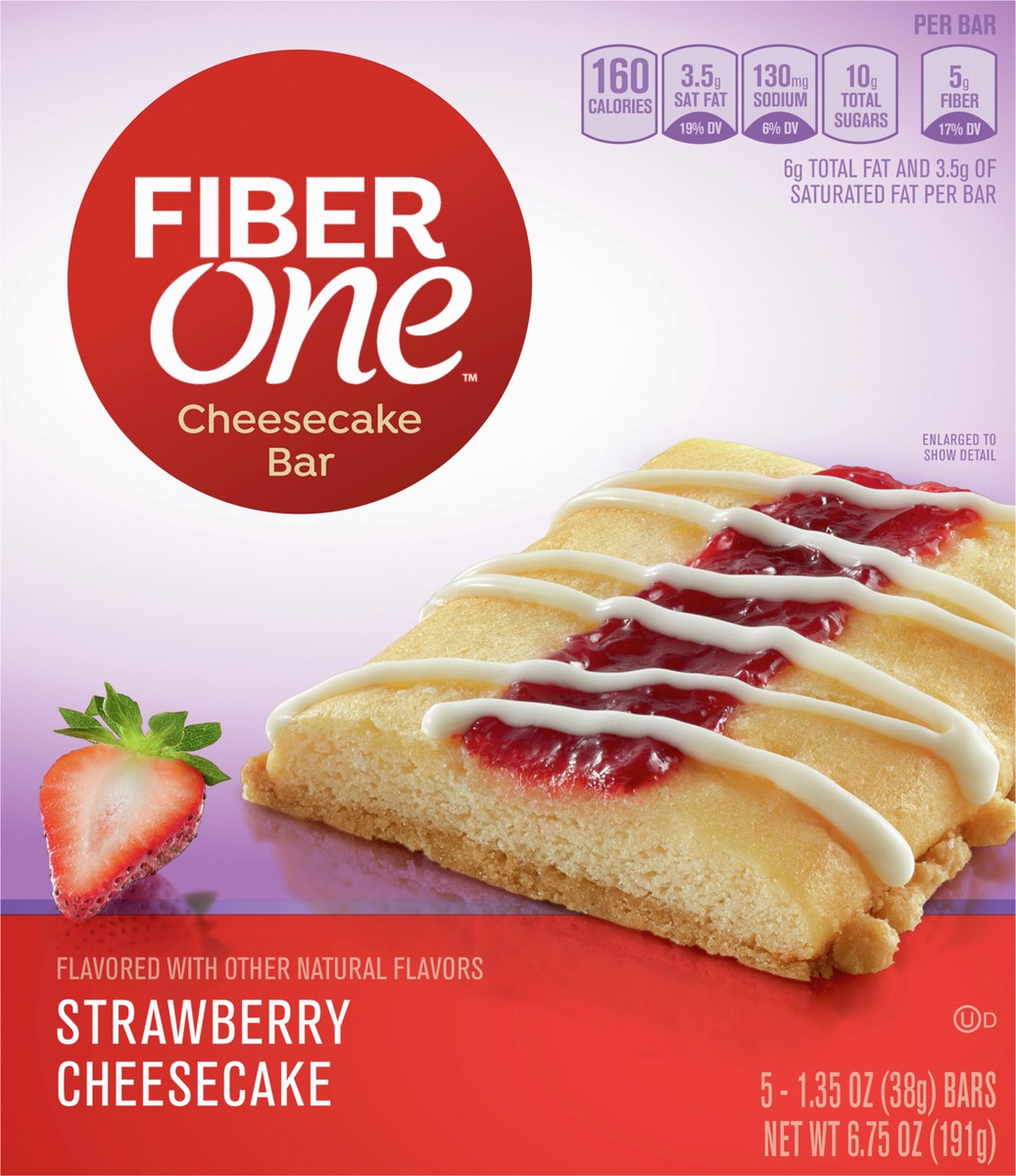 slide 3 of 13, Fiber One Cheesecake Bars, Strawberry Cheesecake, Snack Bars, 6.75 oz, 5 ct, 5 ct