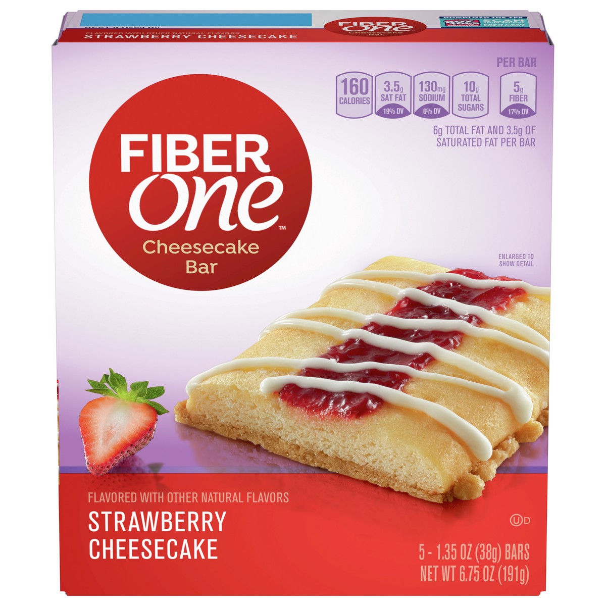 slide 1 of 13, Fiber One Cheesecake Bars, Strawberry Cheesecake, Snack Bars, 6.75 oz, 5 ct, 5 ct