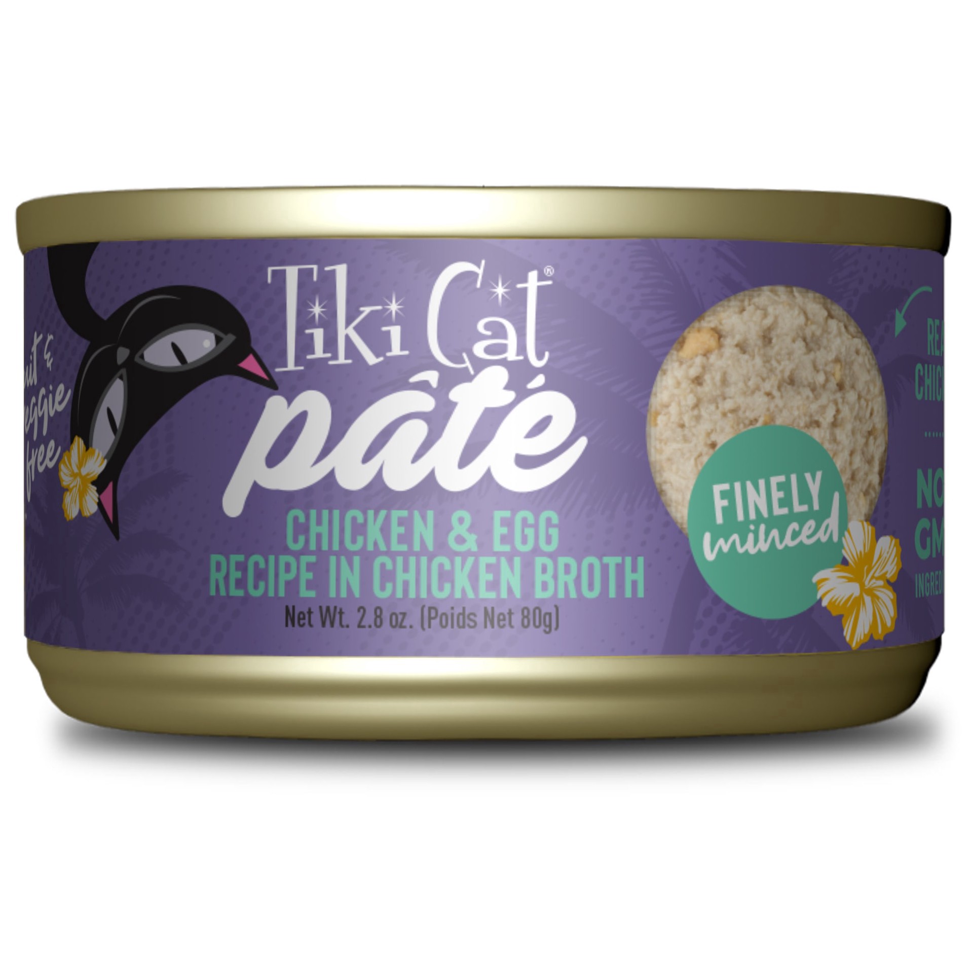 slide 1 of 1, Tiki Cat Luau Pate Wet Cat Food, Chicken & Egg, 2.8 oz. Can, 2.8 oz