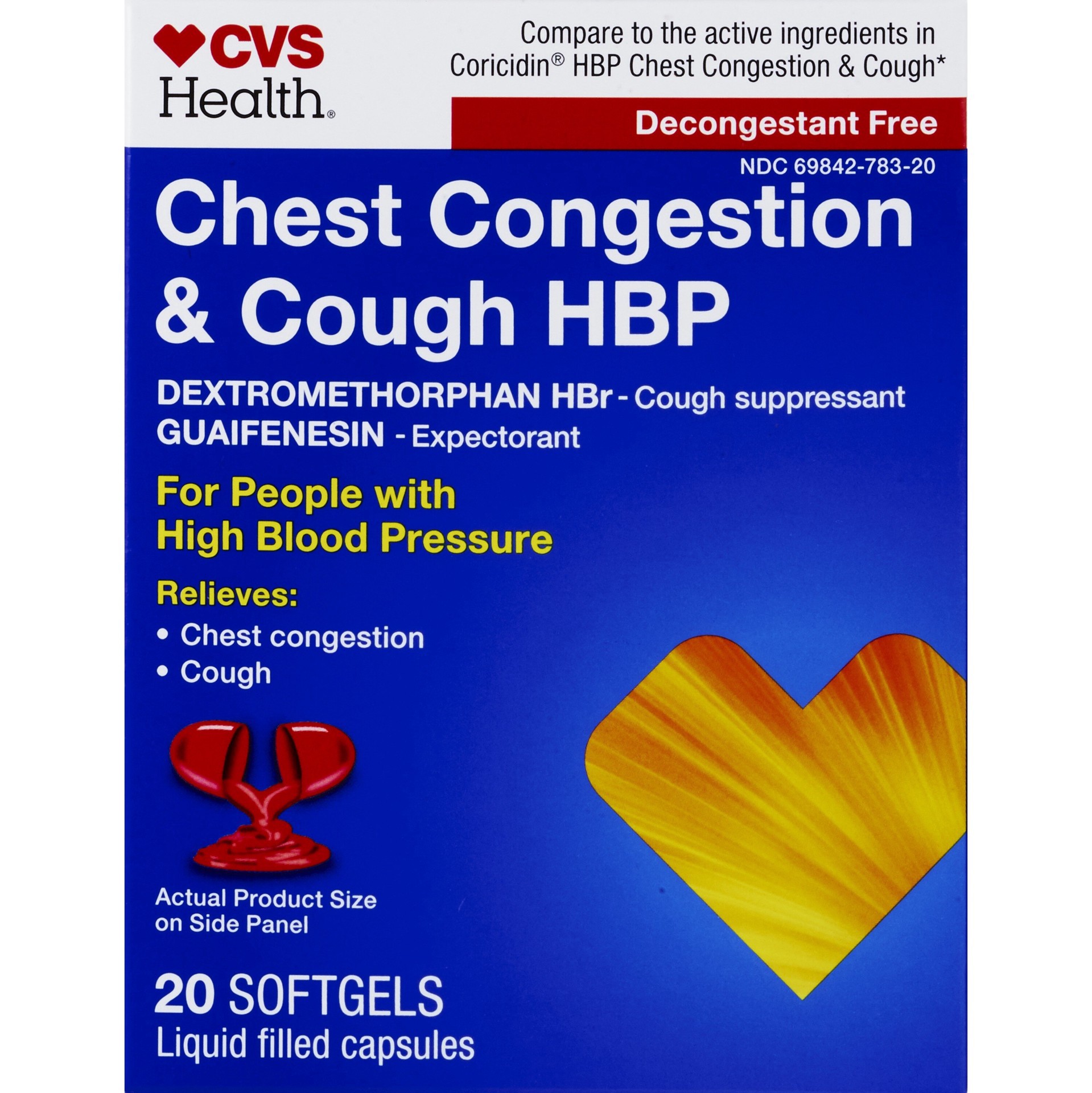 slide 1 of 1, Cvs Health Chest Congestion & Cough Hbp, 20 Ct, 20 ct