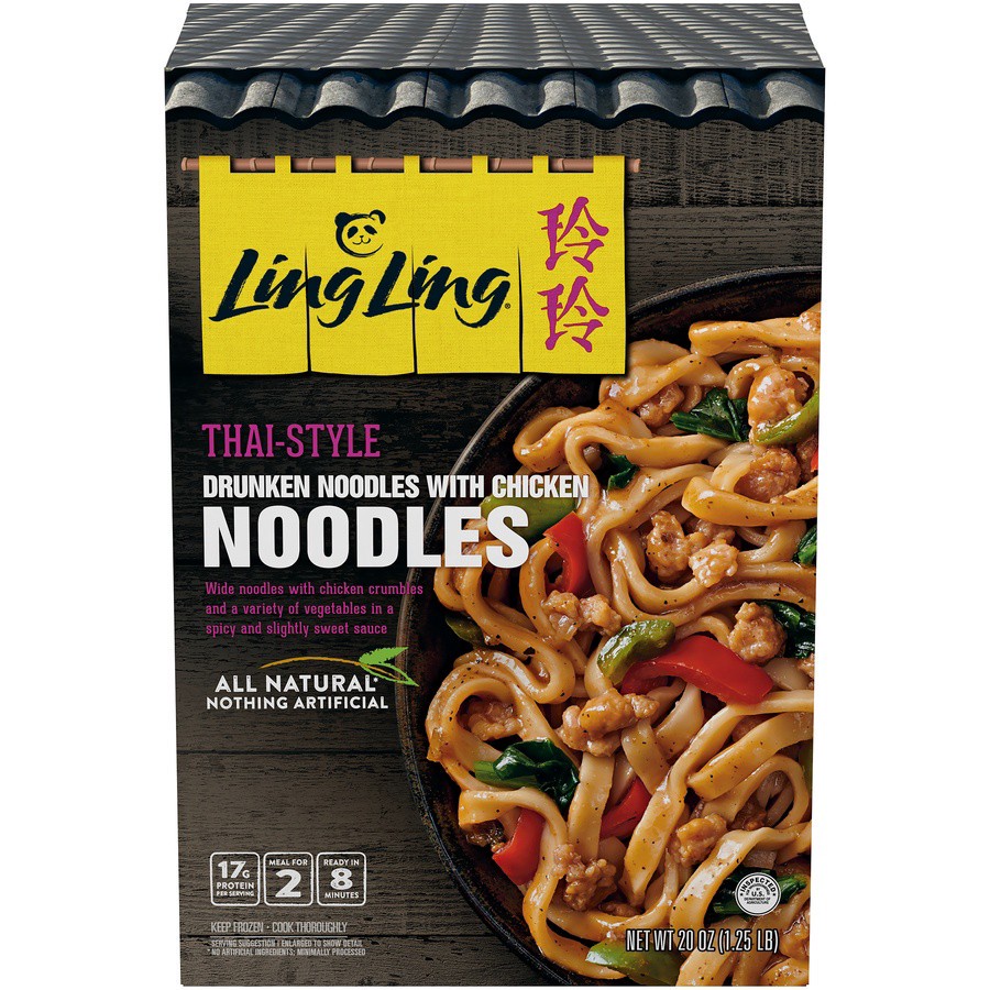 slide 1 of 10, Ling Ling Noodles, Drunken, with Chicken, Thai-Style, 20 oz