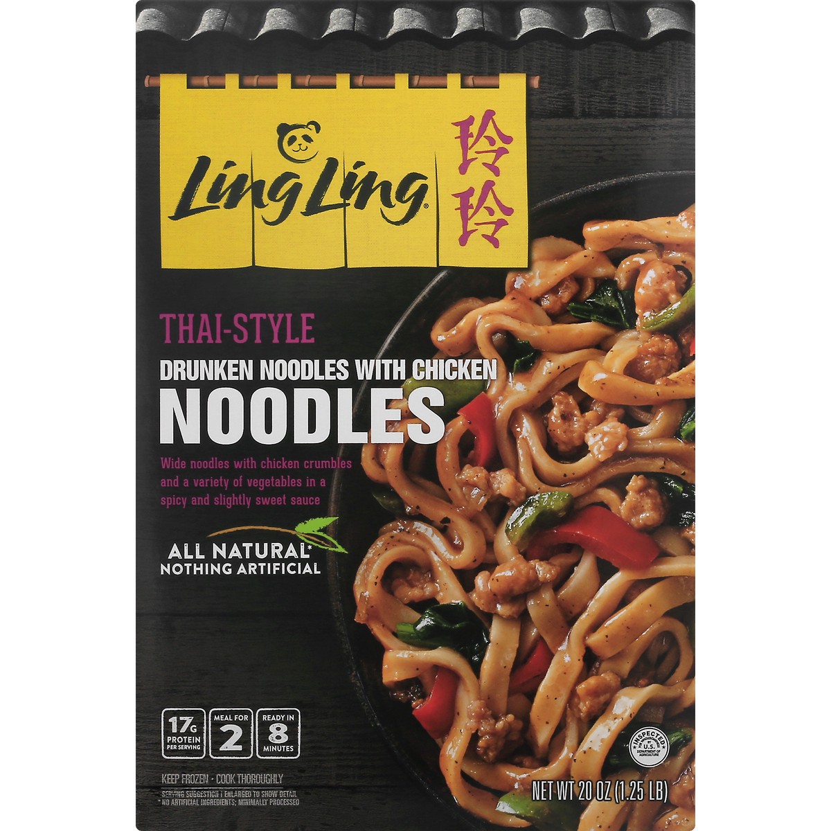 slide 8 of 10, Ling Ling Noodles, Drunken, with Chicken, Thai-Style, 20 oz