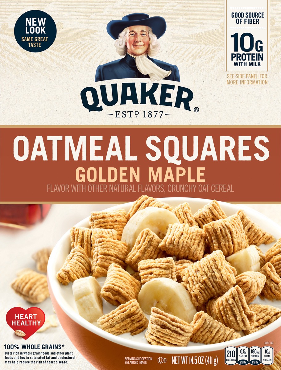 slide 3 of 5, Quaker Oatmeal Squares, 14.5 oz