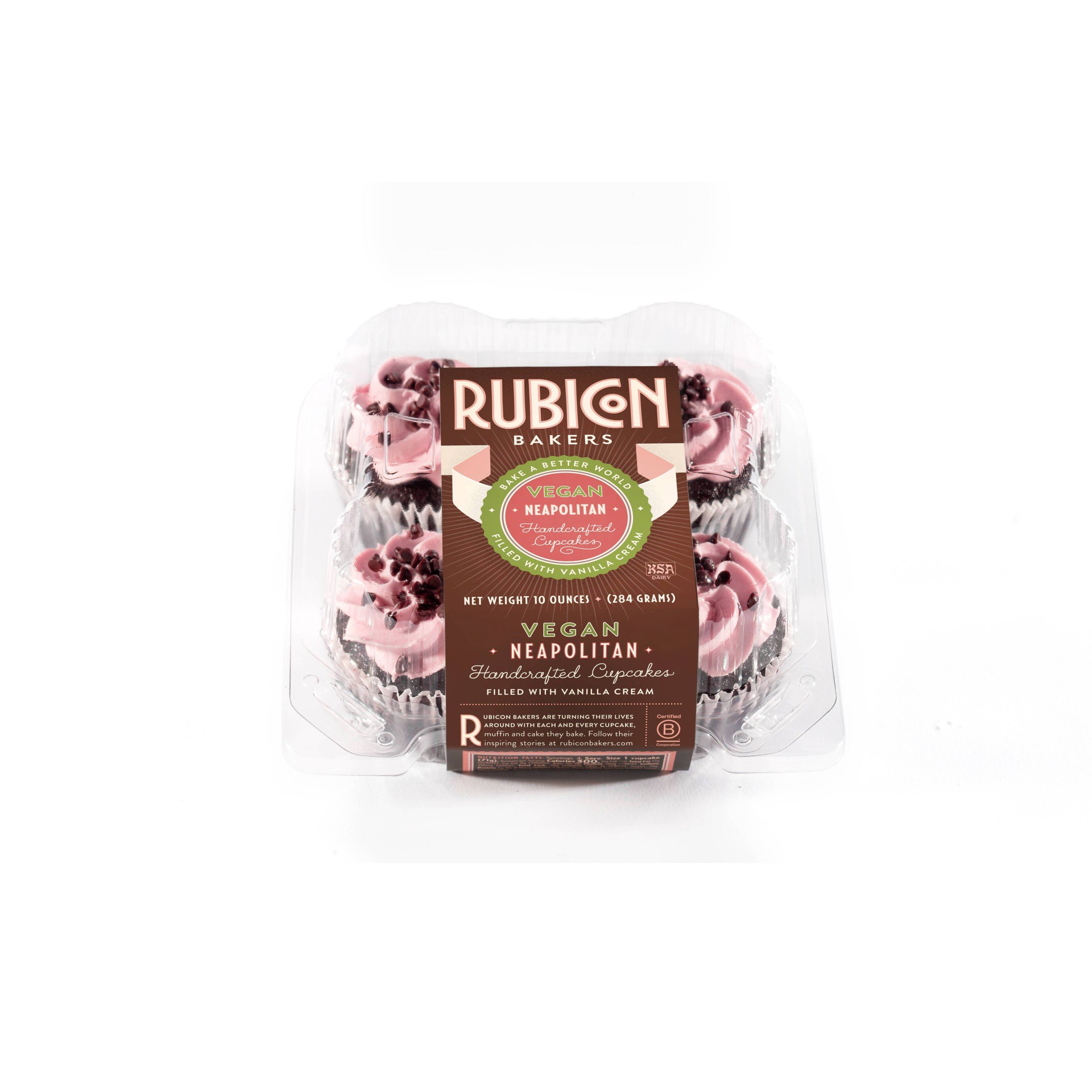 slide 1 of 4, Rubicon Bakery Vegan Neapolitan Cupcakes, 4 ct; 10 oz