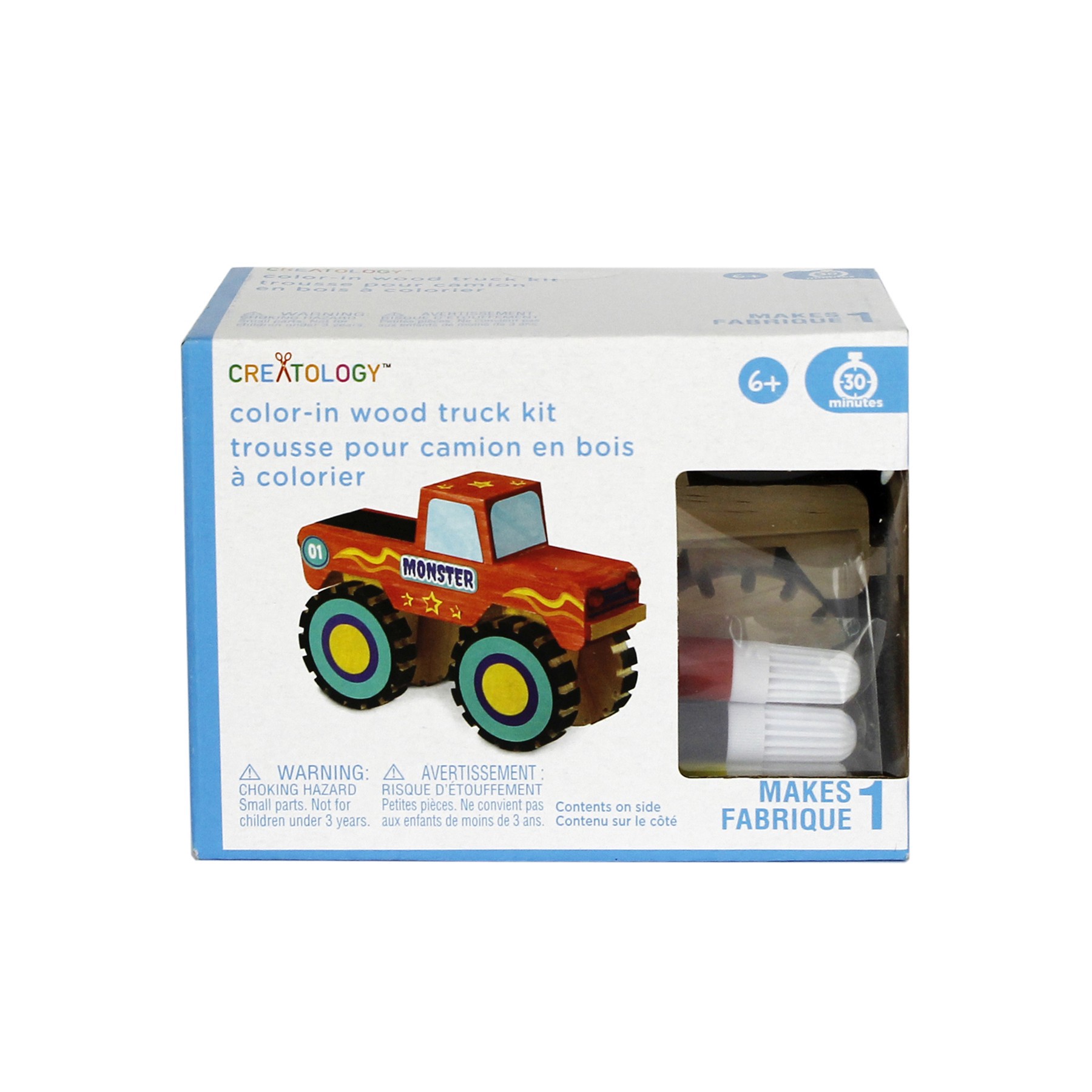 slide 3 of 3, Monster Truck Color-In 3d Wood Puzzle By Creatology, makes 1 monster truck