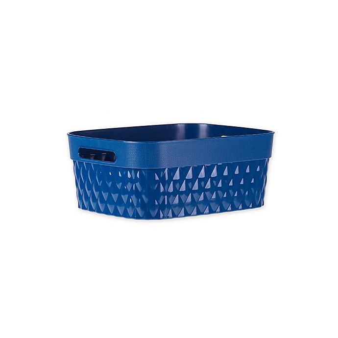 slide 1 of 1, Starplast Small Rectangular Quilted Flex Storage Basket - Blue, 1 ct