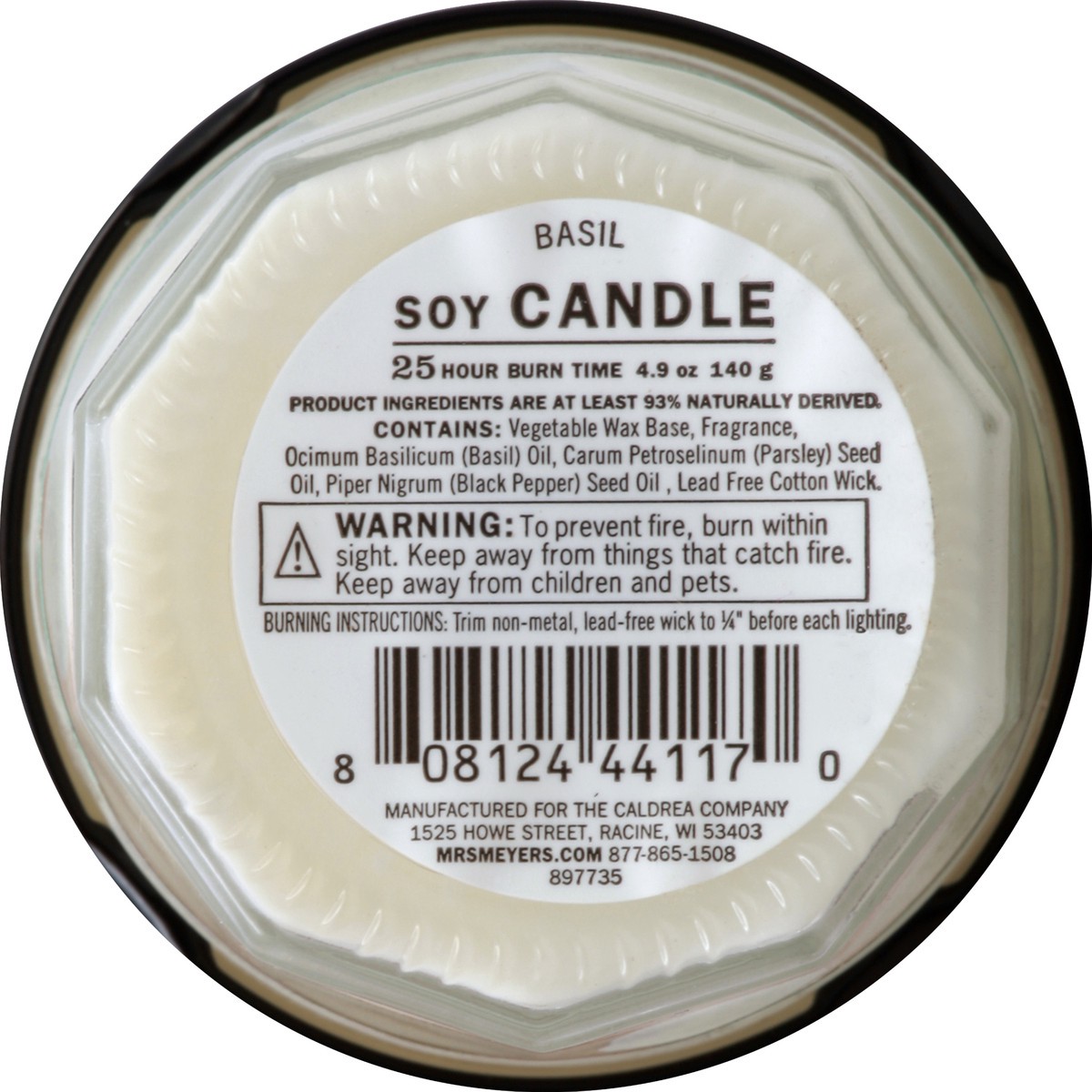 slide 4 of 6, Mrs. Meyer's Basil Soy Glass Candle, 4.9 oz