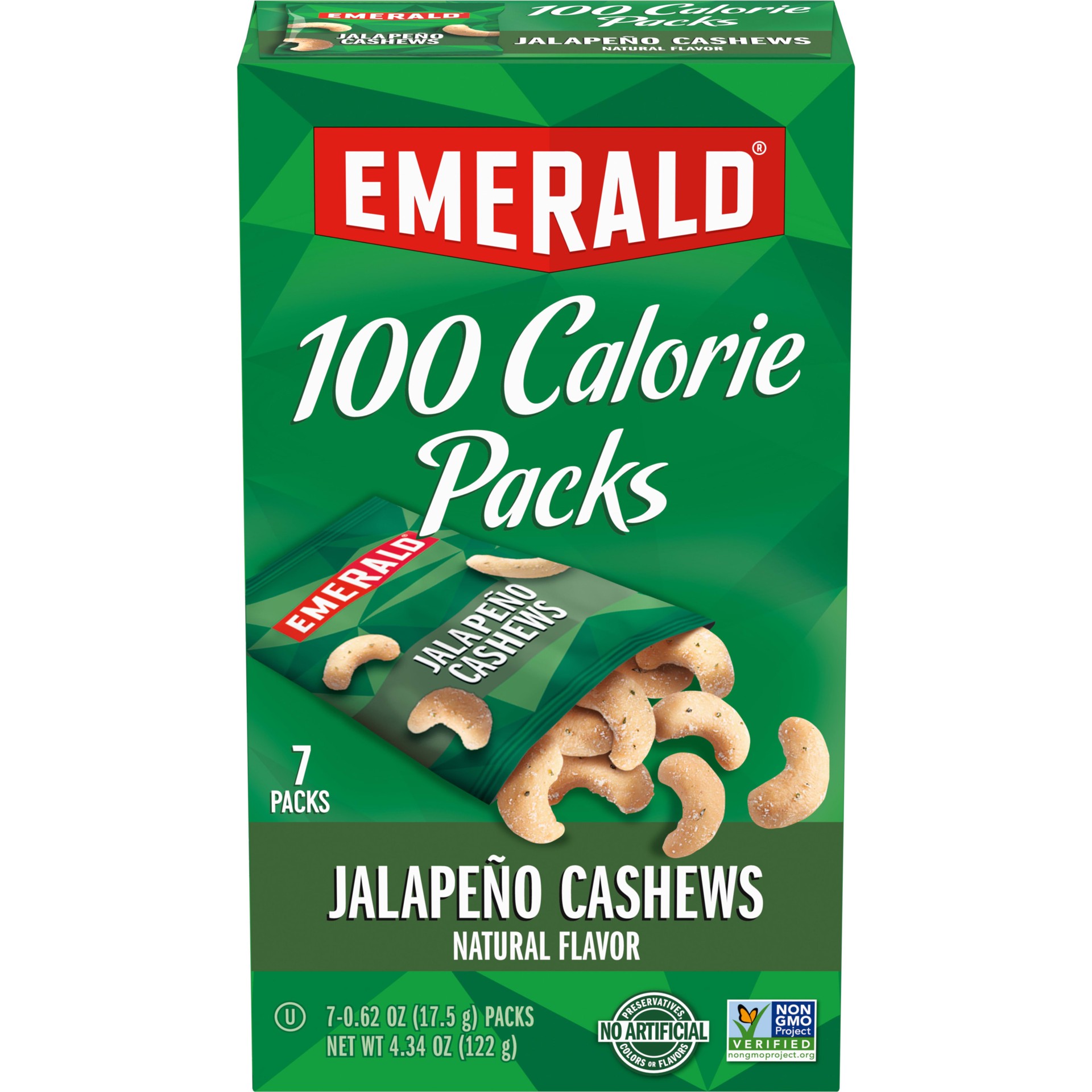 slide 1 of 5, Emerald Nuts Jalapeno Cashews, 100 Calorie Packs, 7 Ct, 7 ct