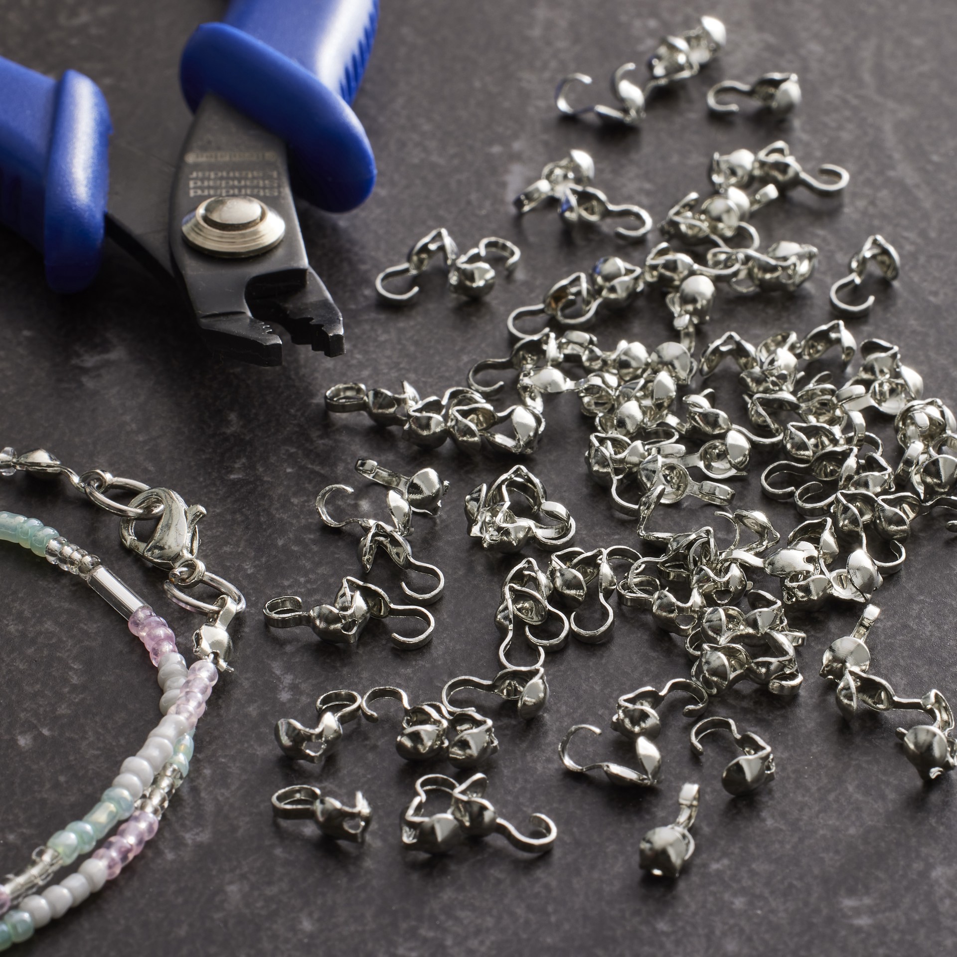 slide 2 of 2, 4mm Rhodium Crimp Bead Covers By Bead Landing, 4 mm