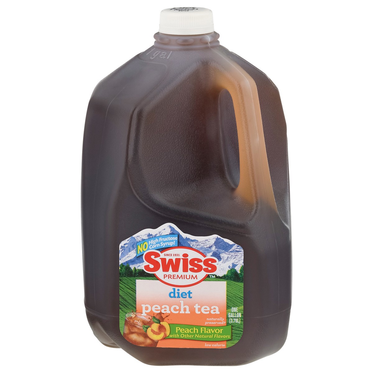 slide 1 of 4, Swiss Premium Diet Peach Tea 1 gal, 1 gal