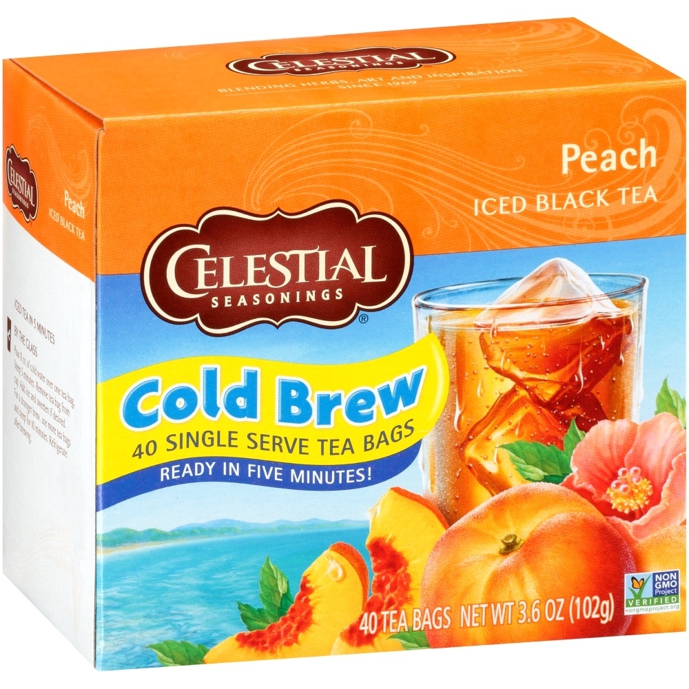 slide 1 of 1, Celestial Seasonings Celestial Cool Brew Ice Tea Peach, 1 ct